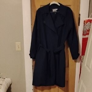 Lands End Belted Trench in Navy, Petite Large